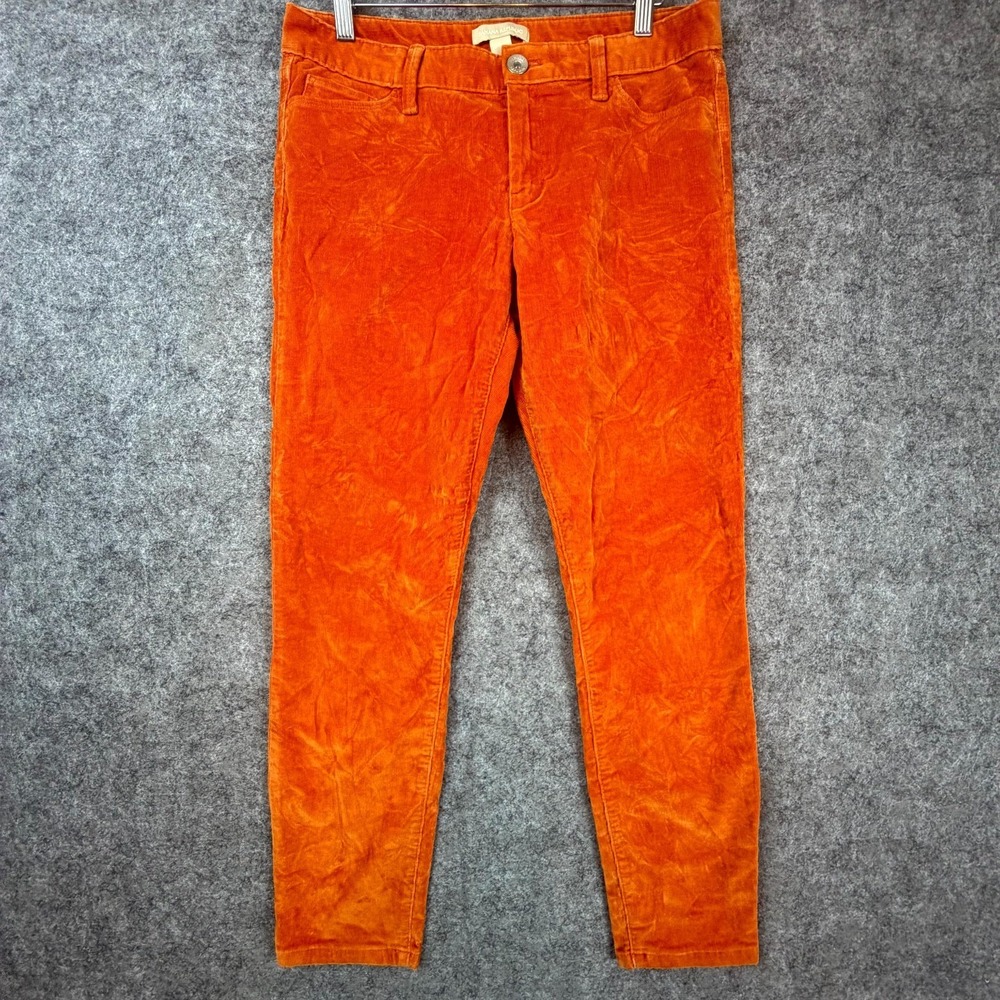 Banana Republic Ankle Pants Womens 29 Orange Cotton Corduroy Autumn Skinny Leg